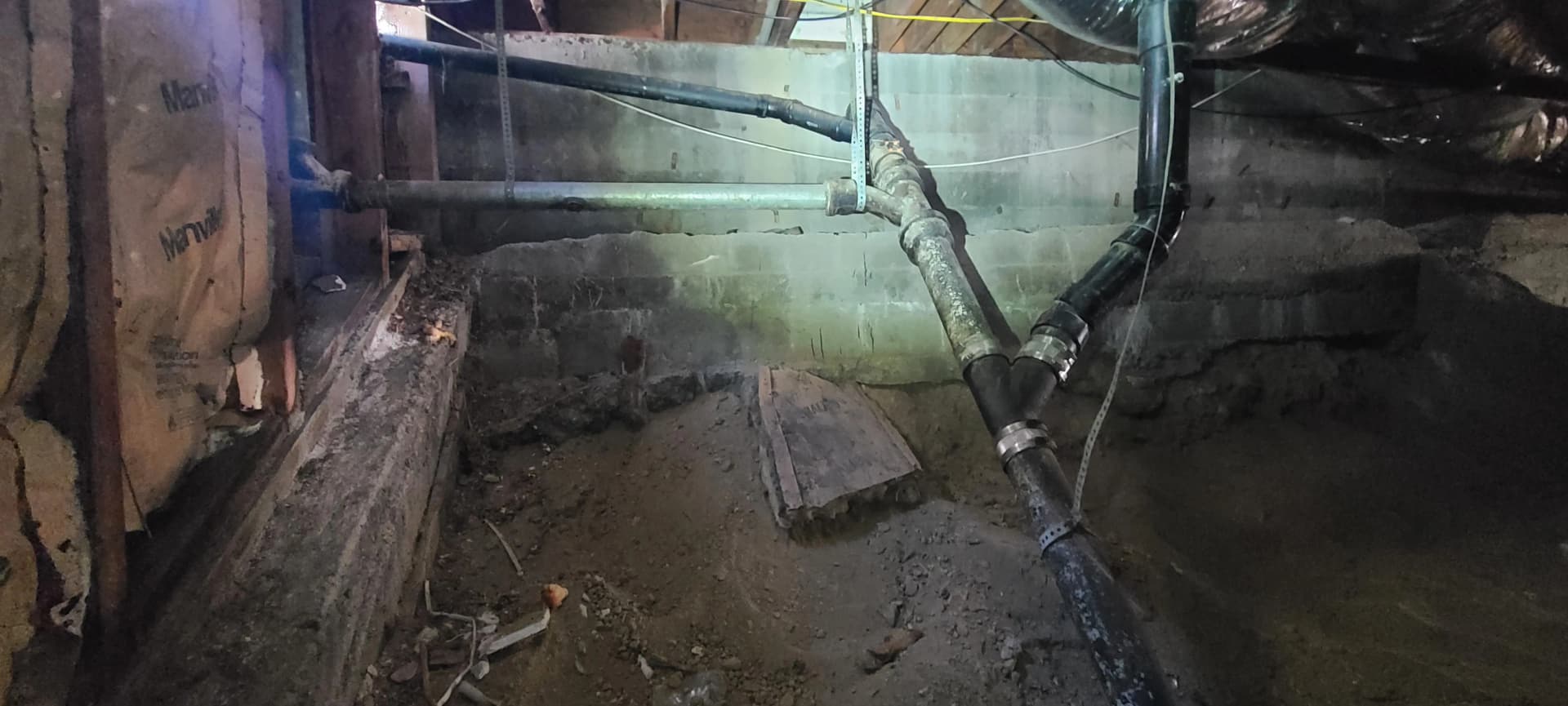 Gallery photos for Crawl Space Sewer Pipe Replacement with New ABS Piping: Image #1
